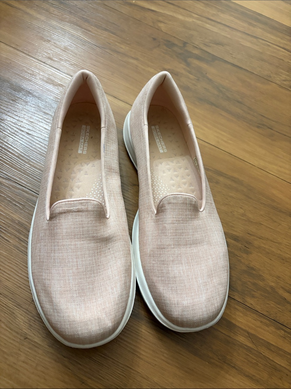 Skechers Women's Slip-On Casual Sneakers in Blush Pink and White